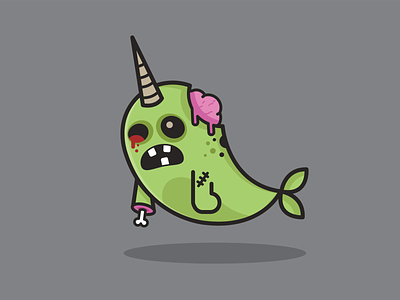 Zombie Narwhal cartoon halloween illustration michelle lana narwhal sea creatures vector zombie
