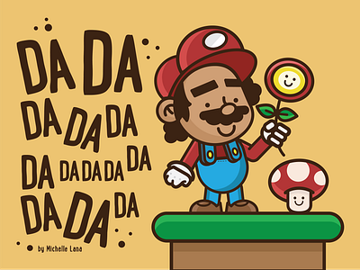 Super Mario Fan 80s games luigi mario michelle lana nintendo game vector illustration
