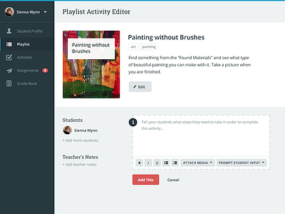 Student Activity Editor activity app editor playlist student teacher ui ux