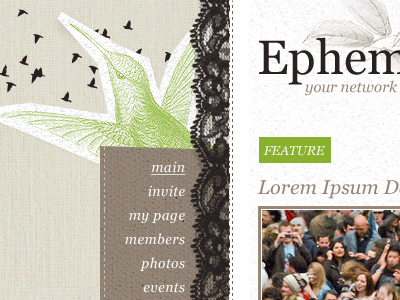 Ning Theme: Ephemera theme texture navigation paper lace craft ning