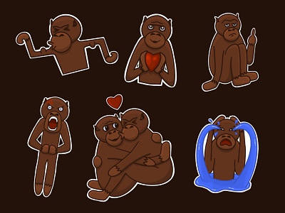 Monkeys sticker set emoticon emotions icons illustration monkeys procreate procreate art procreateapp sticker sticker set stickers