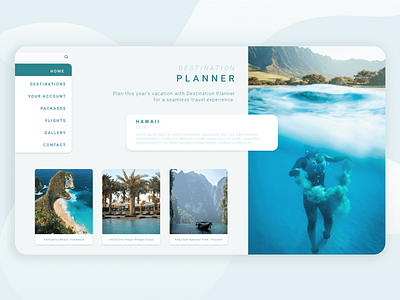Destination Planner design ui ux web