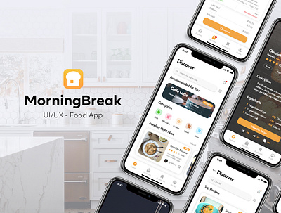 MorningBreak - UI/UX Food App adobe animation app apple design ios minimal mobile orange ui ui design uidesign uiux uiuxdesign user experience user interface ux ux design web xd
