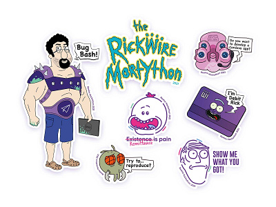 The Rickwire Mortython Sticker Pack branding character design hackathon illustration rewire rickandmorty stickers swag vector