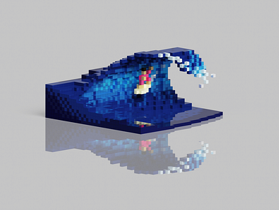 Voxel Pool Surfing 2d 3d illustration magicavoxel pixel pixelart surf surfer surfing voxel voxelart wave