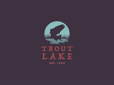 Trout Lake logo branding fish lake logo moon northwest outdoors pnw trout water