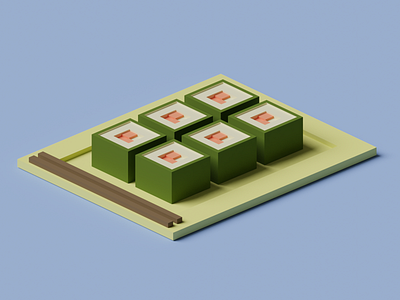 Sushi Platter 3d blender blender3d blender3dart blendercycles isometric orthographic