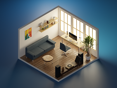 Home Office 3d blender blender3d design illustration isometric