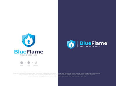 Blue Flame alarm alarmclock blue brand creative emblem favicon fire flame icon identity key logo logotype minimalist minimalist logo protect protection security