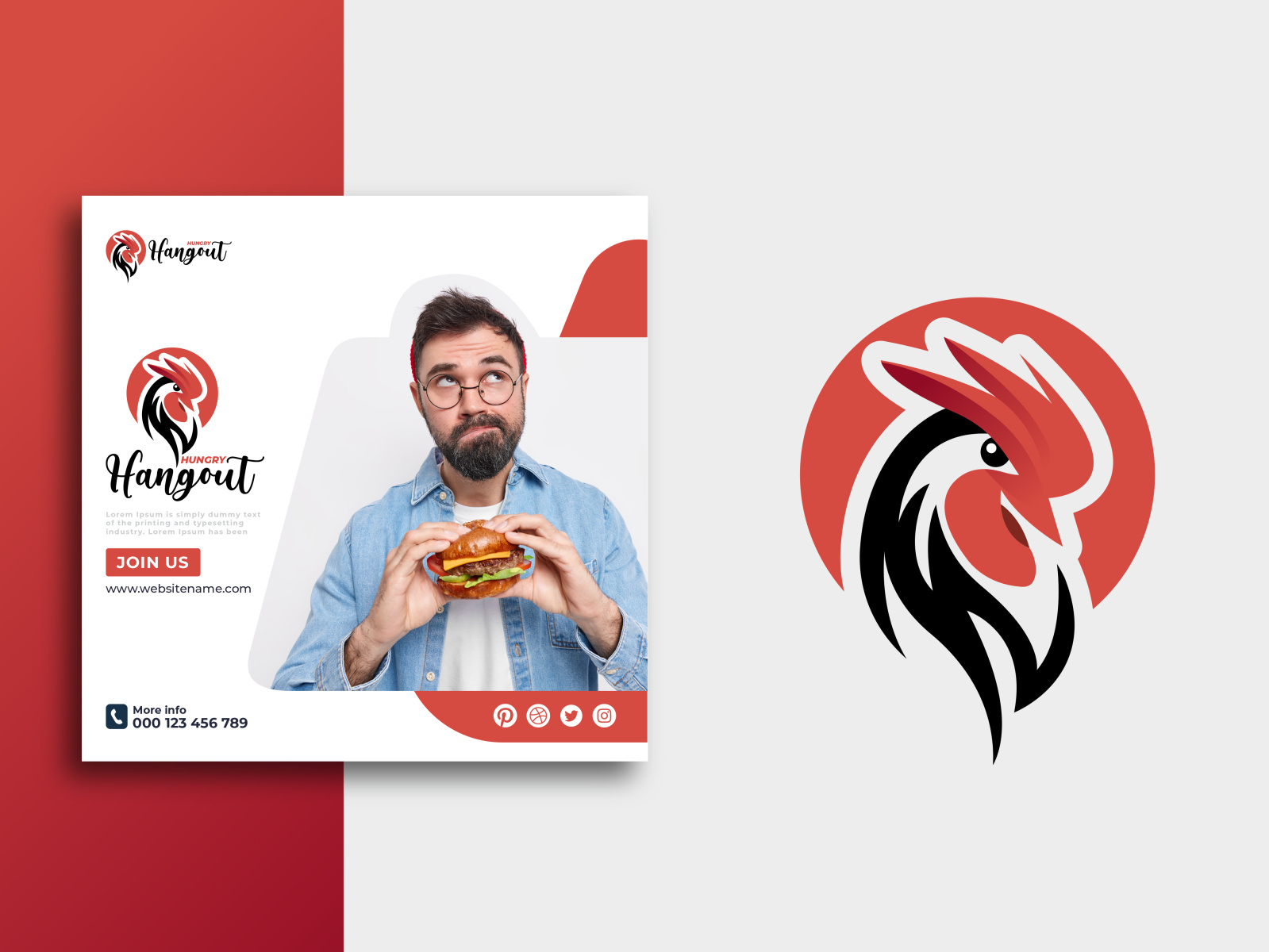 Chicken Logo and Random Social Media Design by Graphic Signature on