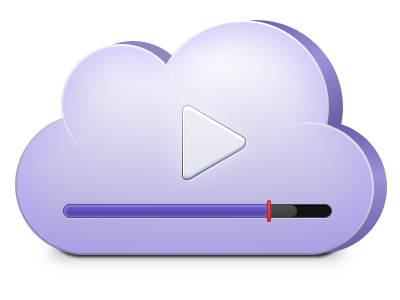 Video Player Cloud Icon play button progress bar purple video player