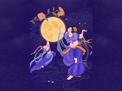 The fat fairy and the moon design illustration