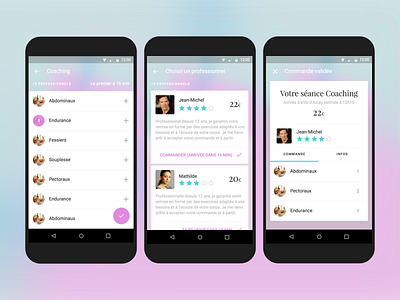 Aura for Android (Order Process) android blur booking cards list material mobile order ratings tiles