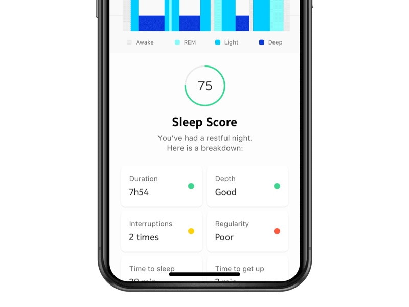 Health Mate — Sleep Score 🌙 app dashboard data graph health ring score sleep