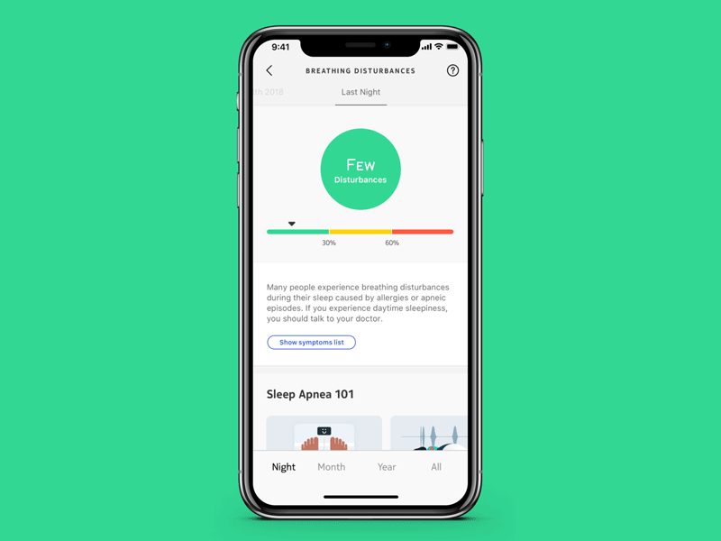 Breathing Disturbances · Withings Sleep Sensor 😴 android apnea app breathing diagnosis diagnostic gauge health ios normality range risk symptoms traffic light