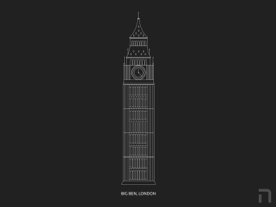 Big Ben Illustration architecture art bigben blackandwhite figma flat illustration illustration art illustrator london minimal art minimalism minimalist monuments simple