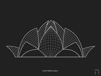 Lotus Temple Illustration architecture art blackandwhite delhi design dribbble figma figma design figmadesign illustration india indian monuments temple