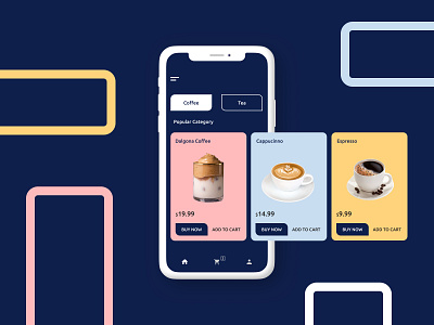 Coffee App Concept app app design art branding coffee colorful colorful art design figma graphicdesign illustraion ios ios app iphone iphonex product design simple design uidesign uiux ux design