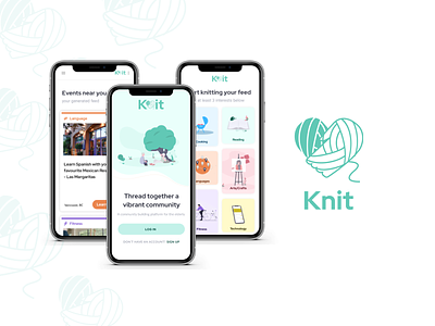 Knit App and Logo Design app branding design icon logo ui ux