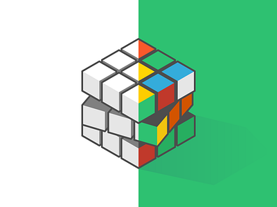 Rubiks Cube flat ui colors illustration perspective rubiks cube