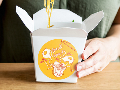Send Noods box design drawing illustration noodles packaging restaurant