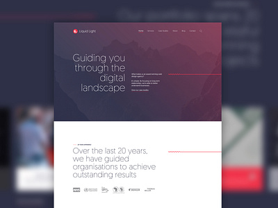 Liquid Light — Homepage design