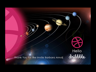 Hello, dribbble dribbble hello invite logo planet spice sun