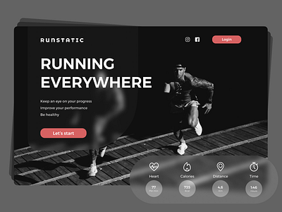 Runstatic 003 blackandwhite blur concept dayliui design figma healthy icons landingpage running ui