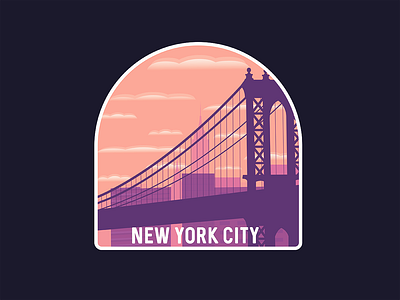 New York adobe illustrator badge bridge building chill chillin clouds design empire state building illustration manhattan bridge new york city nyc vector