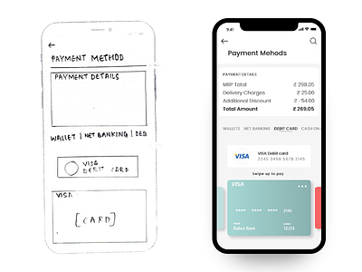 Payment Methods app design paper sketch sketches ui ux