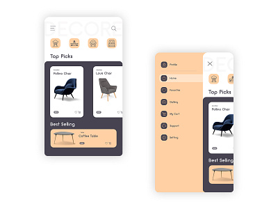 furniture shopping app ui/ux