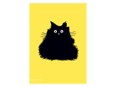 lovely black Cat black cat cat cats digital art digital arts digital illustration digital painting digitalart illustration illustrator minial design minimal art vector art vector cat vector design yellow