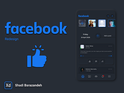 Facebook Redesign adobe xd app facebook neomorphism redesign ui ux