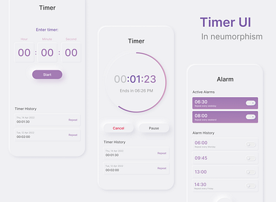 Daily UI #14: Timer Countdown alarm app app design branding daily ui design figma figmadesign illustration logo mobile mobile app mobile app design mobile design neumorphism timer ui ui ux ux