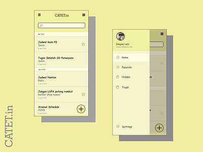 First Exploration - Notes app with fun persona! 'CATET.in' android app app branding bright color coreldraw design fun icon sun ui ui ux ui design ux vector yellow