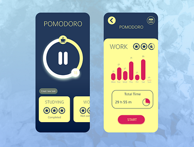 POMODORO App concept animation app branding design flat mobile radio ui ux