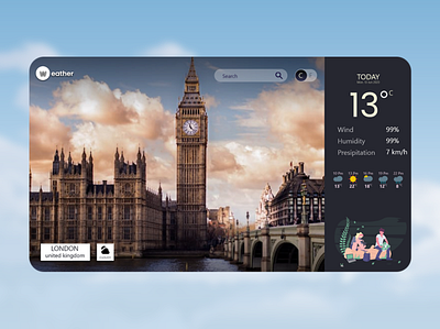 Weather in London by Weather app branding design web design website