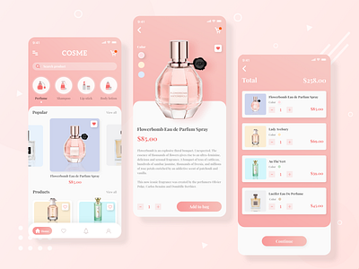 Cosmetic Mobile App UI Design app design ui