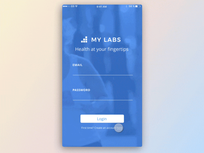 Onboarding Flow for a Personal Labs Apps
