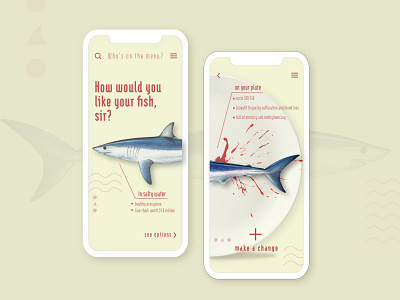 Make a change change clean ui design ecosystem fishing flat illustration menu minimal mobile ui ocean poster poster design shark typography ui ux vector