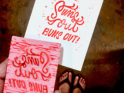 Suns Out Buns Out Print hand lettering lettering linocut print summer suns out buns out