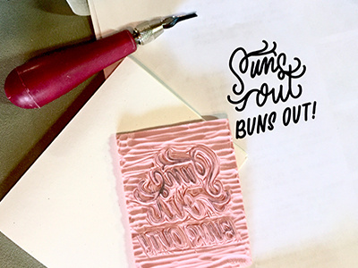 Suns Out Buns Out Print 2 hand lettering lettering linocut print summer suns out buns out