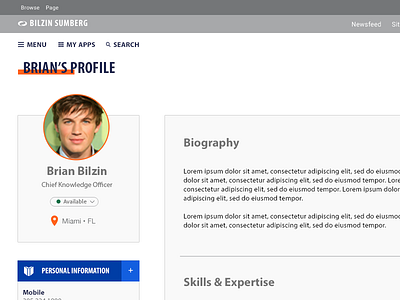 Profile UI Design design profile sharepoint ui ux