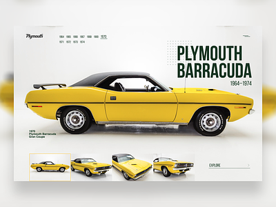 «If it's important to you, it's important to Plymouth» barracuda car concept design interface plymouth ui ui design web web design website yellow