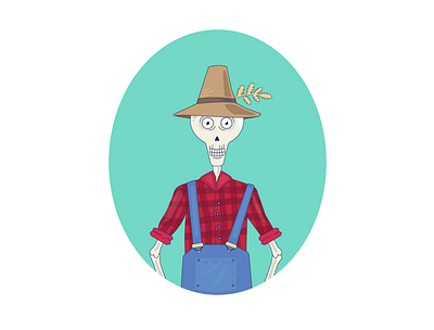 The skeleton farmer character farm flat illustration illustrator skeleton vector