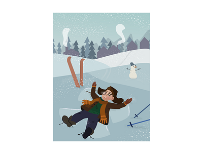 Winter postcard boy card character child christmas flat fun illustration illustrator newyear people postcard snow snowflake vector