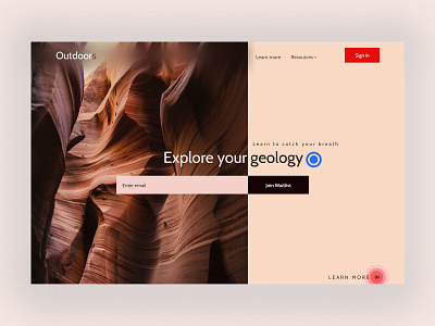 Outdoors- UI design Landing Page (DailyUI Day 3) dailyui day3 explore landingpage minimalist ui uiux uxdesign