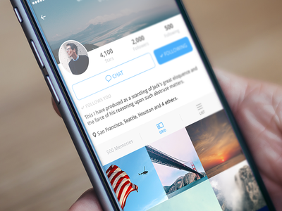 Your Profile chat clean grid ios iphone location messages photos social networking space ui ux