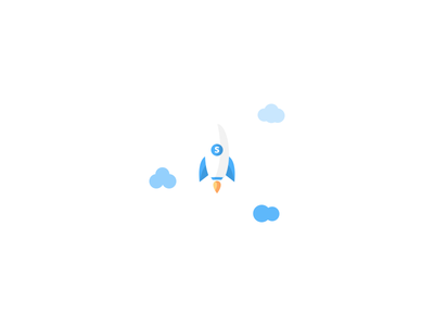 Spayce Cruising blue clouds icon illustration rockets space spaceship spayce