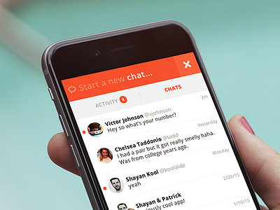 Start a chat! chat clean flat ios8 iphone 6 messages minimal mobile notifications spayce ui ux